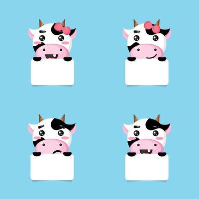 Set of cute cow photo frames
