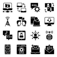 Pack of Data and Networking Solid Icons vector