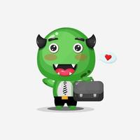 Cute monster go to work vector