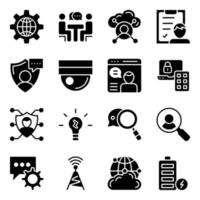 Pack of Networking Solid Icons vector