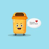 Cute trash can with hearts in speech bubbles vector