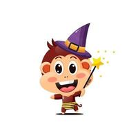 Cute monkey become witches vector