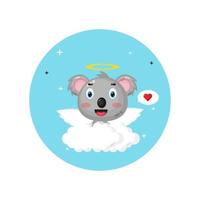 Cute cupid koala fly above the clouds vector