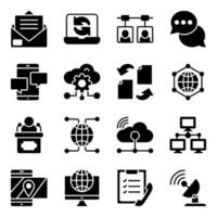 paquete de iconos sólidos de nube, tecnología y redes vector