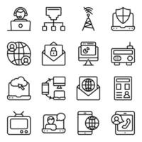 paquete de iconos lineales de medios de comunicación vector