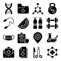 Pack of Medical Equipment Solid Icons vector