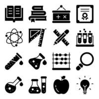 Pack of Education Solid Icons vector