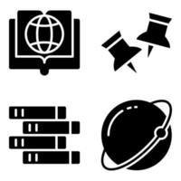 Pack of Knowledge Solid Icons vector