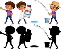 Set of a boy doing different activities vector