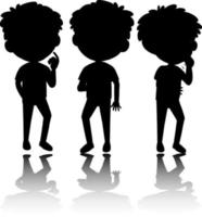 Set of kids silhouette with reflex on white background vector