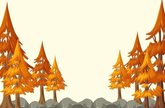 Fondo de cielo vacío con muchos pinos en la temporada de otoño vector