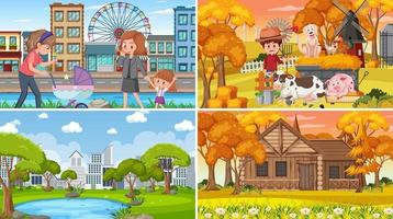 Set of different nature background scenes vector