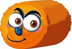 Round hay bale cartoon character with facial expression vector