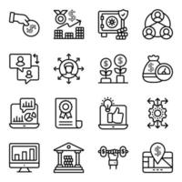 paquete de iconos lineales de negocios y finanzas vector