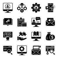 Finance and Management Solid Icons Pack vector