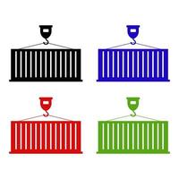 Set Of Cargo Containers On White Background vector