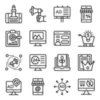 Web and Marketing Linear Icons vector