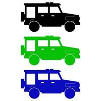 conjunto de jeeps sobre fondo blanco vector