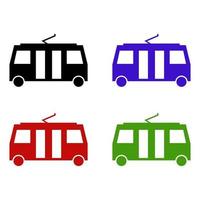 Tram Set On White Background vector