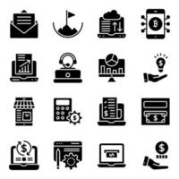 Online Data Analytics Solid Icons Pack vector