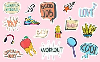 Hand Drawn Daily Stickers Planner vector