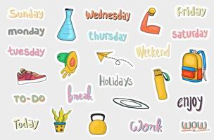 Hand Drawn Daily Stickers Planner vector