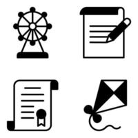 Pack of Documents and Entertainment Solid Icons vector