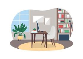 Home work place 2D vector web banner, poster