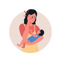 Depressed mother 2D vector web icon. banner, poster