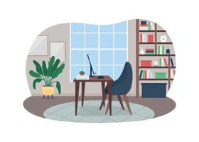 Home workspace 2D vector web banner, poster