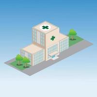 isometric Hospital Icon and Illustration vector