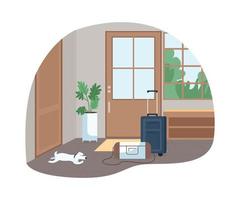 Hallway with baggage for family trip 2D vector web banner, poster