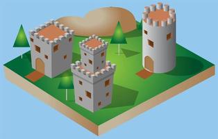 Isometric Castle Icon and Illustration vector