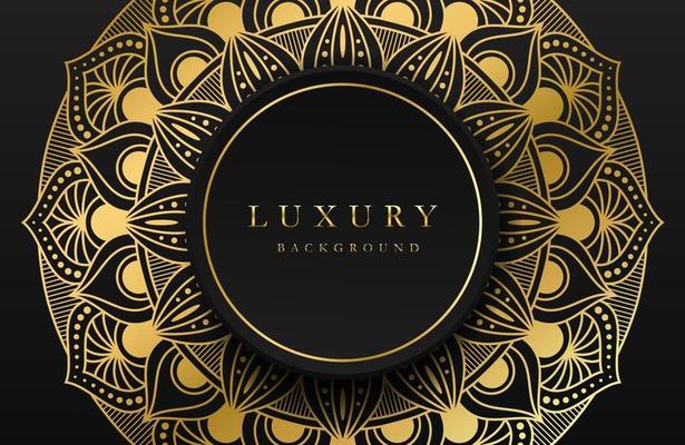 Luxury background with shimmering gold islamic arabesque ornament on dark surface