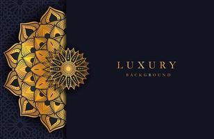 Fondo de lujo con adorno de mandala arabesco islámico dorado en superficie oscura