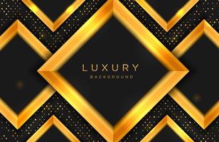 Luxury elegant background with gold shape and line composition on dots halftone pattern. Elegant black and gold cover template vector