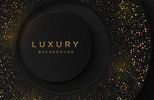 Luxury elegant background with shiny gold dotted pattern isolated on black. Abstract realistic neomorphism background. Elegant template vector