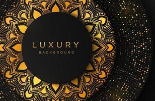 Luxury elegant background with shiny gold dotted pattern isolated on black. Abstract realistic neomorphism background. Elegant template