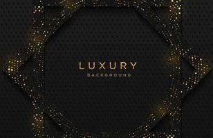 Luxury elegant background with shiny gold dotted pattern isolated on black. Abstract realistic neomorphism background. Elegant template vector