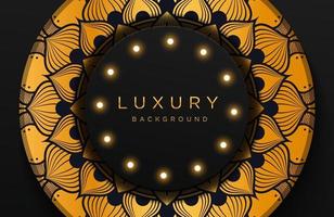 Luxury elegant background with gold mandala ornament ornament isolated on black. Abstract realistic neomorphism background. Elegant template vector