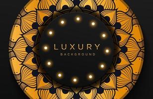 Luxury elegant background with gold mandala ornament ornament isolated on black. Abstract realistic neomorphism background. Elegant template vector