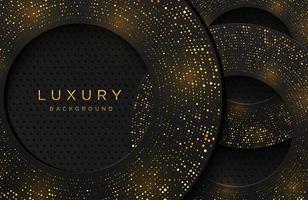 Luxury elegant background with shiny gold dotted pattern isolated on black. Abstract realistic neomorphism background. Elegant template vector