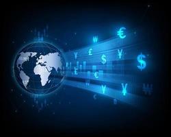 Global currency exchange icon transfer money, stock market abstract background
