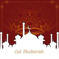 beautiful mosque scene eid mubarak background vector