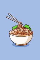 nice noodle cartoon illustration vector