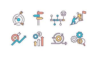 Business performance RGB color icons set vector