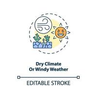 Dry climate or windy weather concept icon vector