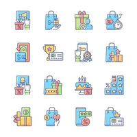 Loyalty program RGB color icons set vector