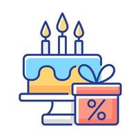 Birthday discount RGB color icon vector