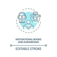 Icono de concepto de libros y audiolibros motivacionales vector